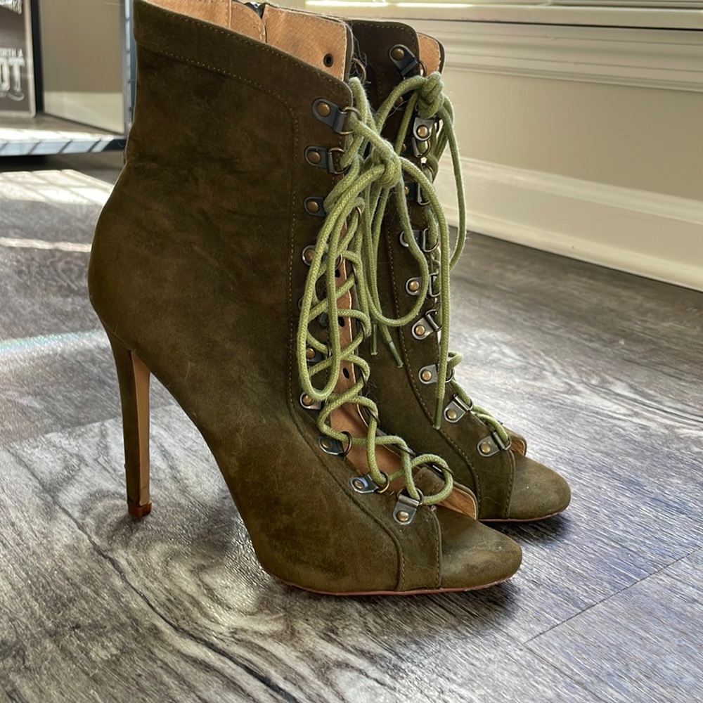 Green lace up boots